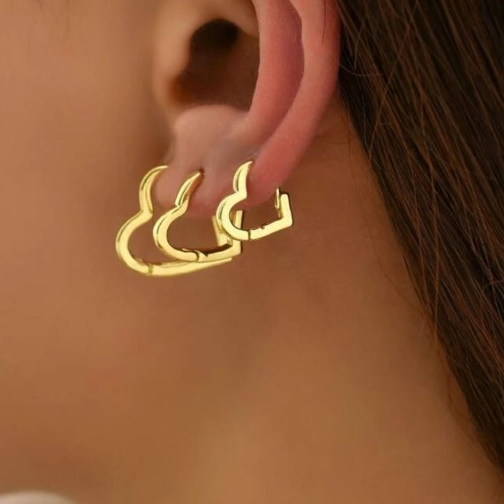 3for$20 3pcs/set Heart Design Hoop Earrings